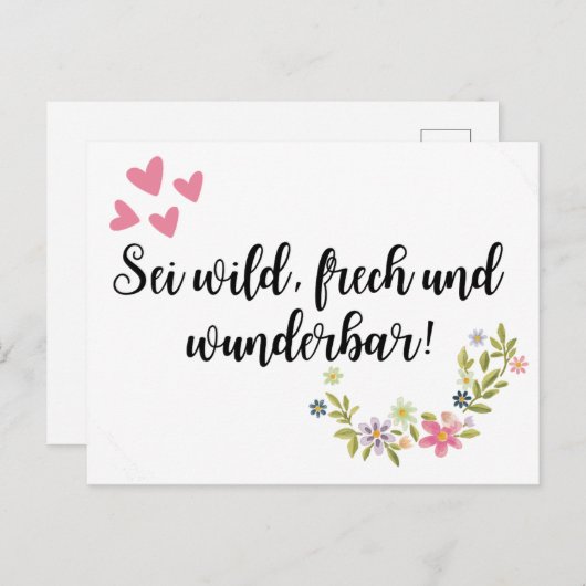 Sei wild, frech und wunderbar! briefkaart (Voorkant / Achterkant)