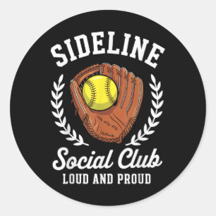 Seidene Sociale Club Softbal Handschoen Bal Trots  Ronde Sticker