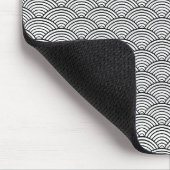 Seigaiha Black en White Japanese Wave Pattern Muismat (Hoek)