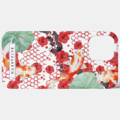 Seigaiha Bloemig Golfpatroon Koi Vis Monogram Case-Mate iPhone Case (Achterkant (horizontaal))
