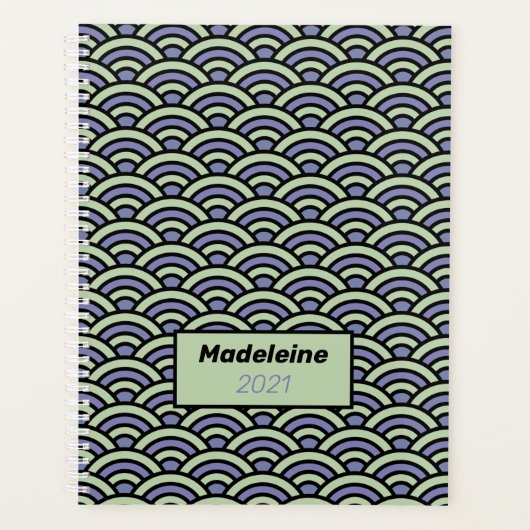 Seigaiha Blue Green Geometrical Japanse golven Planner (Voorkant)