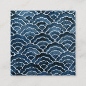 Seigaiha Blue Wave Pattern Vierkante Visitekaartje (Achterkant)