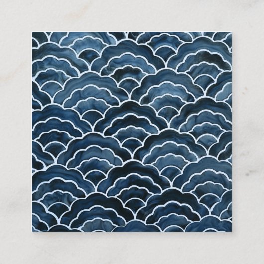 Seigaiha Blue Wave Pattern Vierkante Visitekaartje (Achterkant)