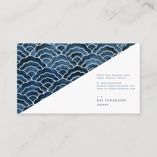 Seigaiha Blue Wave Pattern Visitekaartje (Achterkant)