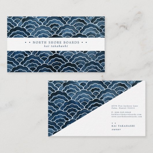 Seigaiha Blue Wave Pattern Visitekaartje (Voorkant / Achterkant)