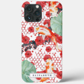 Seigaiha Floral Wave Pattern Koi Fish Monogram Case-Mate iPhone Case (Achterkant)