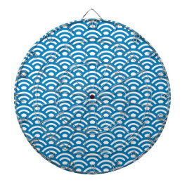 Seigaiha, Golven, Japans, Blauw en Wit Dartbord