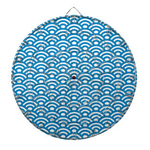 Seigaiha, Golven, Japans, Blauw en Wit Dartbord