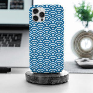 Seigaiha, Golven, Japans, Blauw en Wit iPhone 15 Pro Max Case