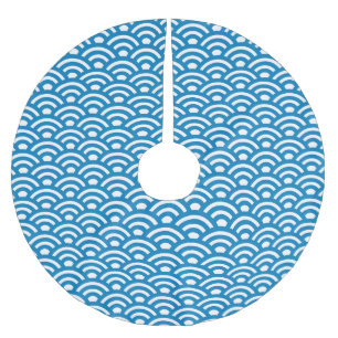 Seigaiha, Golven, Japans, Blauw en Wit Kerstboom Rok