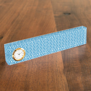 Seigaiha, Golven, Japans, Blauw en Wit Naambordje