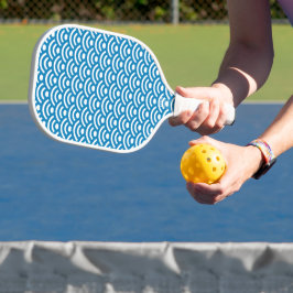 Seigaiha, Golven, Japans, Blauw en Wit Pickleball Paddle