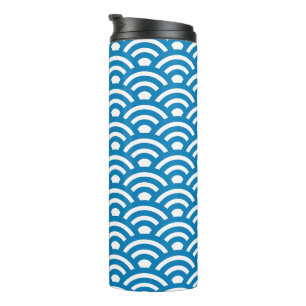Seigaiha, Golven, Japans, Blauw en Wit Thermosbeker