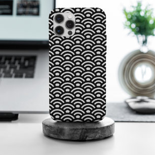 Seigaiha, Golven, Japans, Zwart en Wit iPhone 15 Pro Max Case