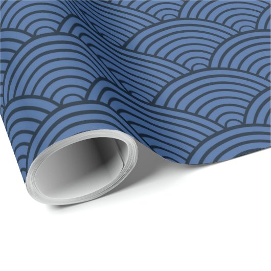 Seigaiha Japans golflenblauw regenboogpatroon Cadeaupapier (Rol Hoek)
