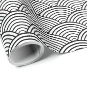 Seigaiha Japans zwart-wit golfpatroon Cadeaupapier (Rol Hoek)