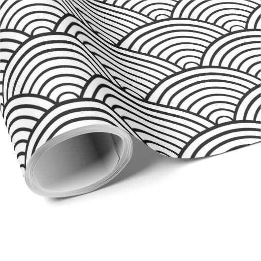 Seigaiha Japans zwart-wit golfpatroon Cadeaupapier (Rol Hoek)