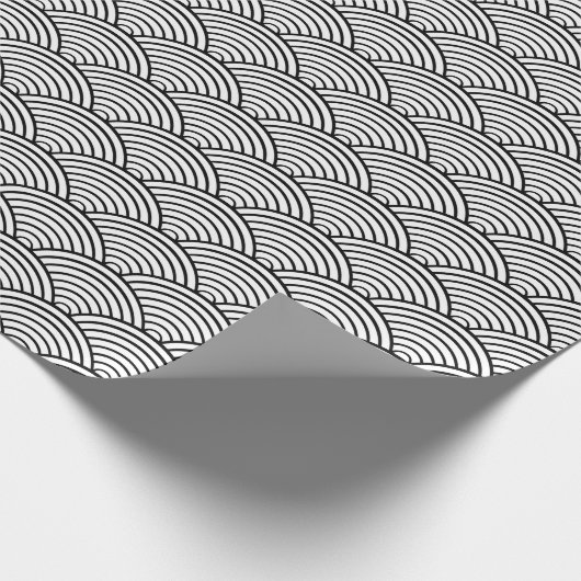 Seigaiha Japans zwart-wit golfpatroon Cadeaupapier (Hoek)