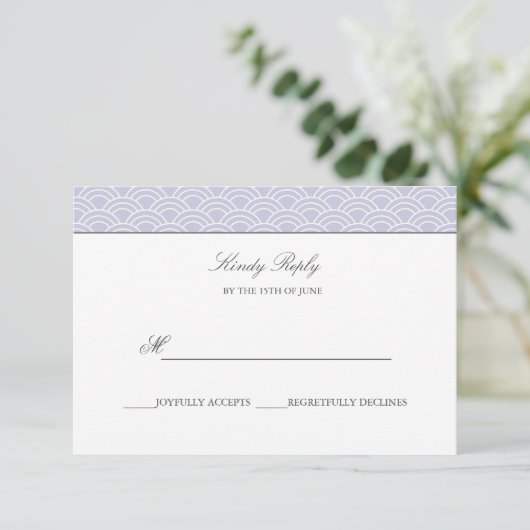 Seigaiha | Stof Lilac Japanse golf wedding rsvp (Staand voorkant)