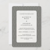 Seigaiha Waves Black + White Patterned Wedding Kaart (Voorkant)