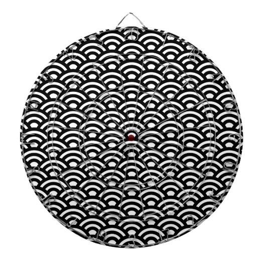 Seigaiha, Waves, Japanese, Black and White Dartbord (Voorkant)
