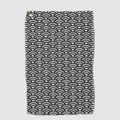 Seigaiha, Waves, Japanese, Black and White Golfhanddoek (Voorkant)