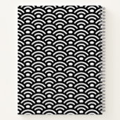 Seigaiha, Waves, Japanese, Black and White Notitieboek (Achterkant)