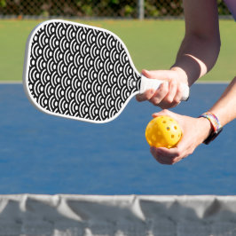 Seigaiha, Waves, Japanese, Black and White Pickleball Paddle