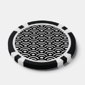 Seigaiha, Waves, Japanese, Black and White Poker Chips (Enkel)