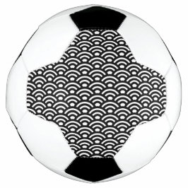 Seigaiha, Waves, Japanese, Black and White Voetbal