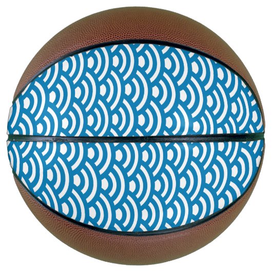Seigaiha, Waves, Japanese, Blue and White Basketbal (Voorkant)