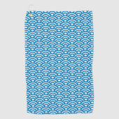 Seigaiha, Waves, Japanese, Blue and White Golfhanddoek (Voorkant)