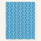 Seigaiha, Waves, Japanese, Blue and White Notitieboek (Voorkant)