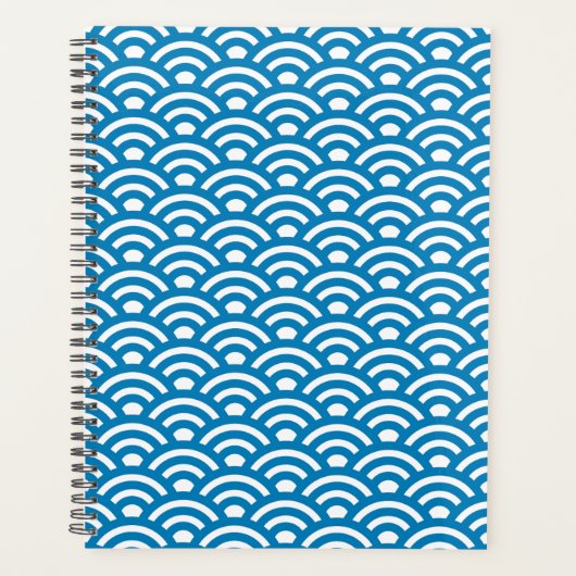 Seigaiha, Waves, Japanese, Blue and White Planner (Voorkant)