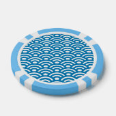 Seigaiha, Waves, Japanese, Blue and White Poker Chips (Enkel)