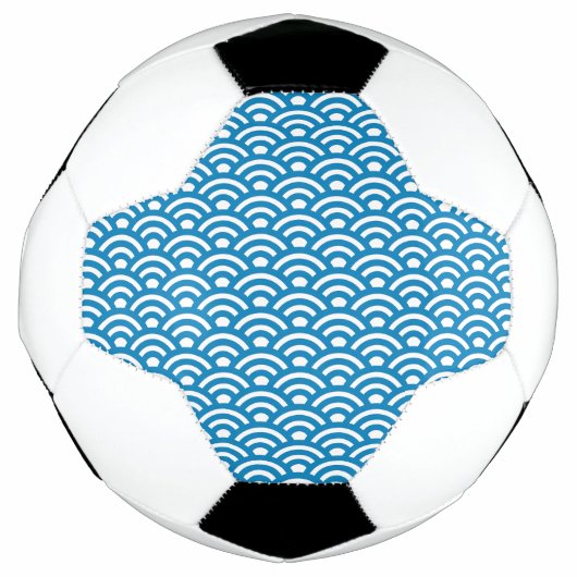 Seigaiha, Waves, Japanese, Blue and White Voetbal (Voorkant)