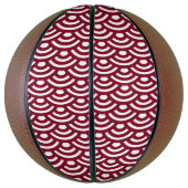 Seigaiha, Waves, Japanese, Burgundy and White Basketbal (Verticaal)
