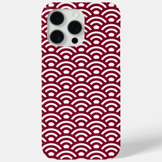 Seigaiha, Waves, Japanese, Burgundy and White Case-Mate iPhone Case (Achterkant)