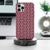 Seigaiha, Waves, Japanese, Burgundy and White Case-Mate iPhone Case