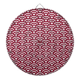 Seigaiha, Waves, Japanese, Burgundy and White Dartbord