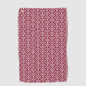 Seigaiha, Waves, Japanese, Burgundy and White Golfhanddoek (Voorkant)