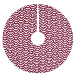 Seigaiha, Waves, Japanese, Burgundy and White Kerstboom Rok