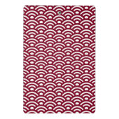 Seigaiha, Waves, Japanese, Burgundy and White Mini Klembord (Achterkant)