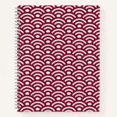 Seigaiha, Waves, Japanese, Burgundy and White Notitieboek (Voorkant)