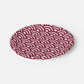 Seigaiha, Waves, Japanese, Burgundy and White Papieren Bordje (Gekanteld)