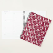 Seigaiha, Waves, Japanese, Burgundy and White Planner (Display)