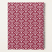 Seigaiha, Waves, Japanese, Burgundy and White Planner (Achterkant)