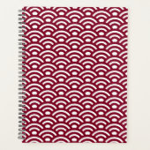 Seigaiha, Waves, Japanese, Burgundy and White Planner (Voorkant)