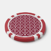 Seigaiha, Waves, Japanese, Burgundy and White Poker Chips (Enkel)