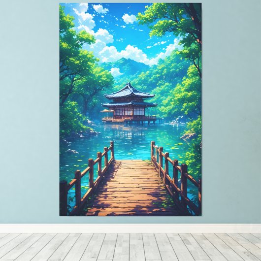 (Seijaku no Kohan) - Lakeside Serenity Canvas Afdruk (Insitu (Houten vloer))